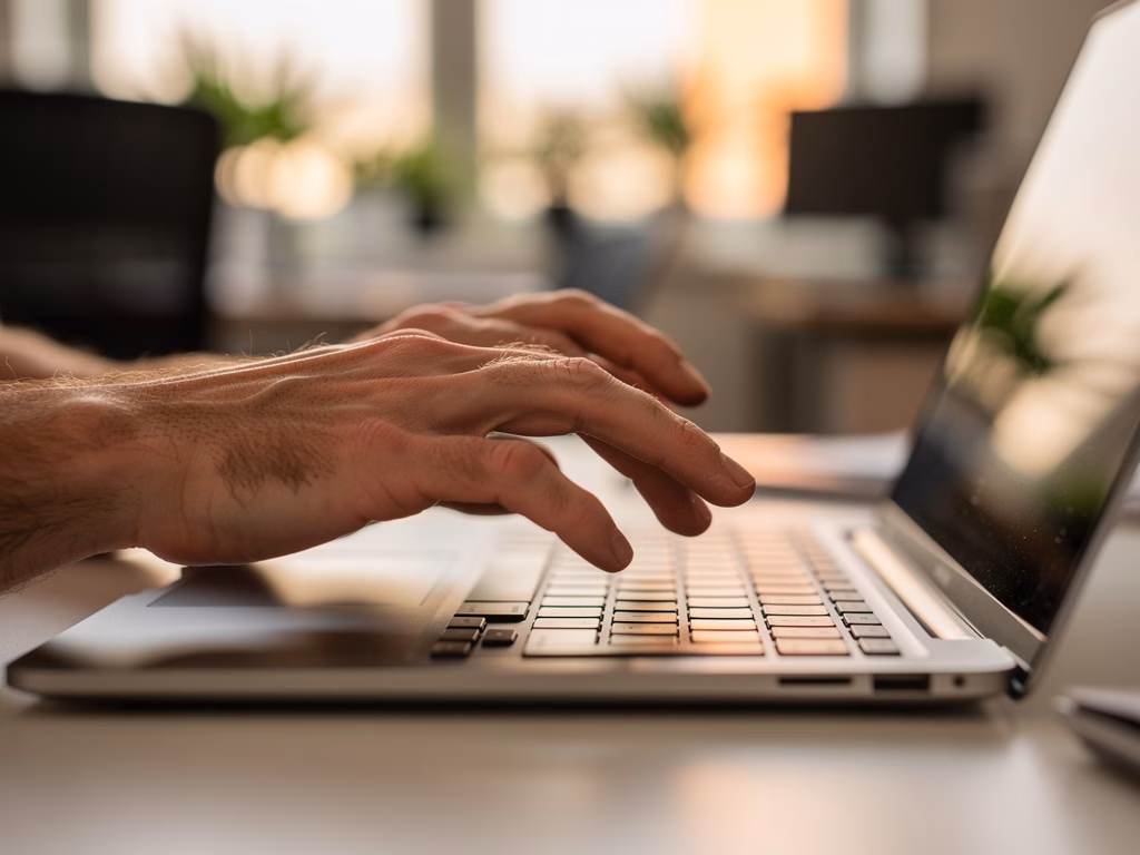 Seção sobre automação de e-mail e CRM — detalhe de mão configurando fluxo digital automação para startups enxutas