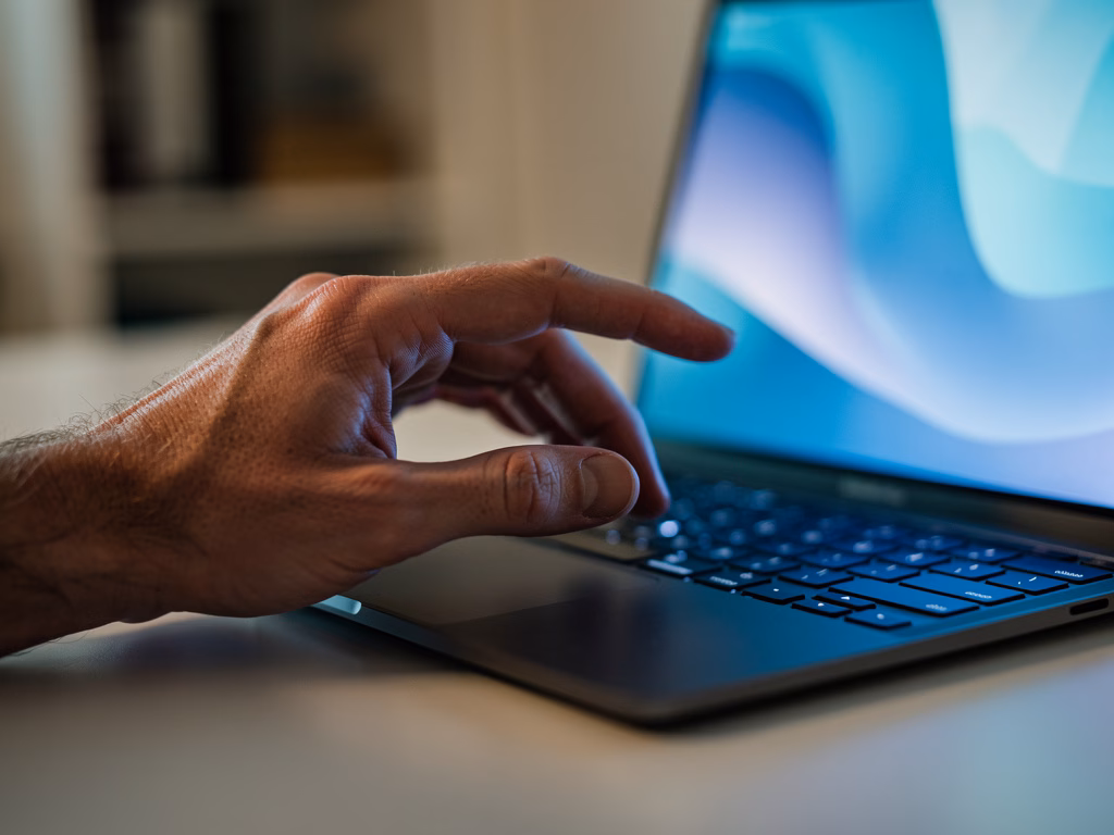 Placed after the introduction of the content creation section, illustrating the idea of AI-assisted editorial workflow as a detail shot. AI marketing tools