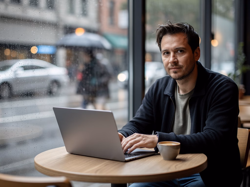Seção sobre automação de atendimento e chatbot — ambiente diferente, café ou espaço público automação para startups enxutas